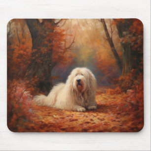 Tapis De Souris Old English Sheepdog en automne Leaves Fall Inspir