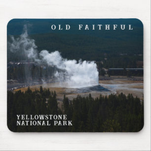 Tapis De Souris Old Faithouse Geyser Eruption Yellowstone