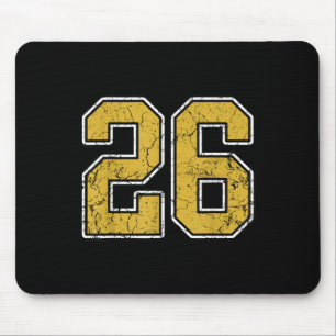 Tapis De Souris Old Gold Black White Sports Numéro 26 Jersey Unifo