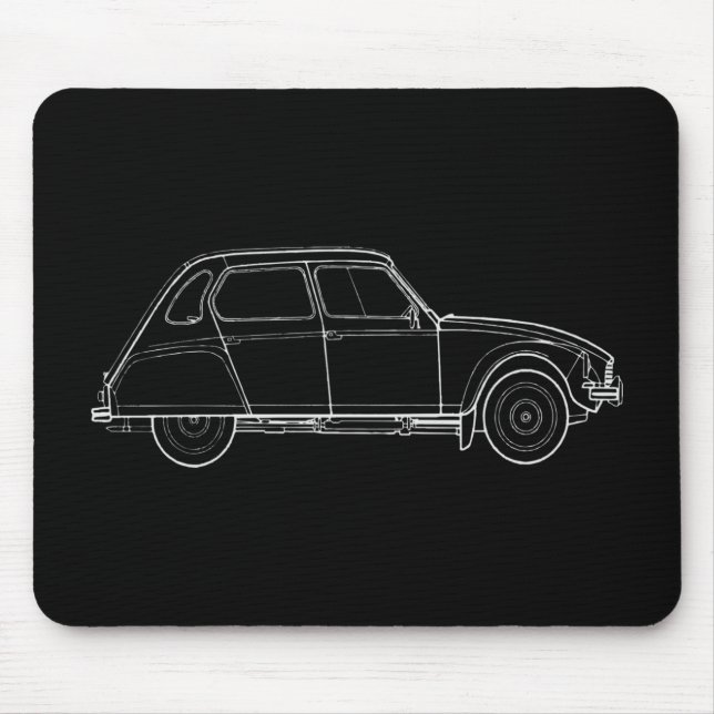 Tapis De Souris Oldtimer 2cv Dyane 6 Retro Illustration (Devant)