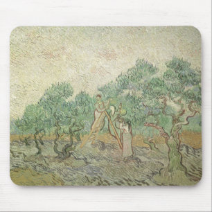 Tapis De Souris Olive Picking by Vincent van Gogh, Vintage Art