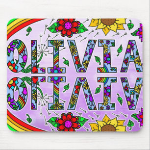 Tapis De Souris Olivia, Digital Folk Art Style Girl's Name