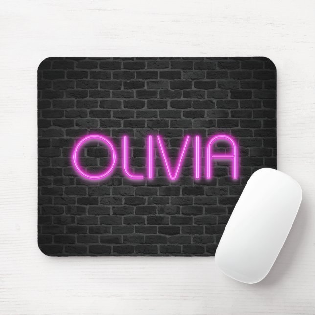 Tapis De Souris OLIVIA En Lumière Néon ROSE (Avec souris)