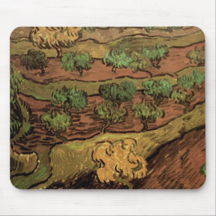 Tapis De Souris Oliviers de Van Gogh contre le flanc d'une colline