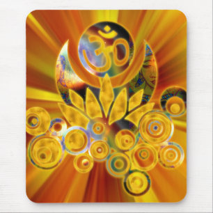 Tapis De Souris Om Lotus   jaune orange zoom