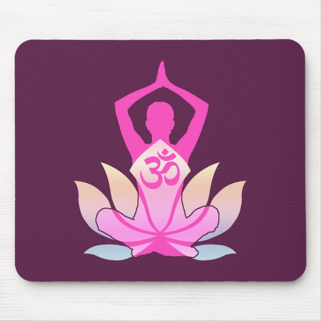 Tapis De Souris OM Namaste Spirituelle Lotus Flower Yoga sur viole (Devant)