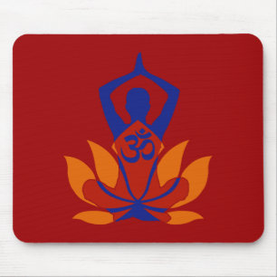 Tapis De Souris OM Namaste Yoga Spirituel Lotus Flower sur Crimson