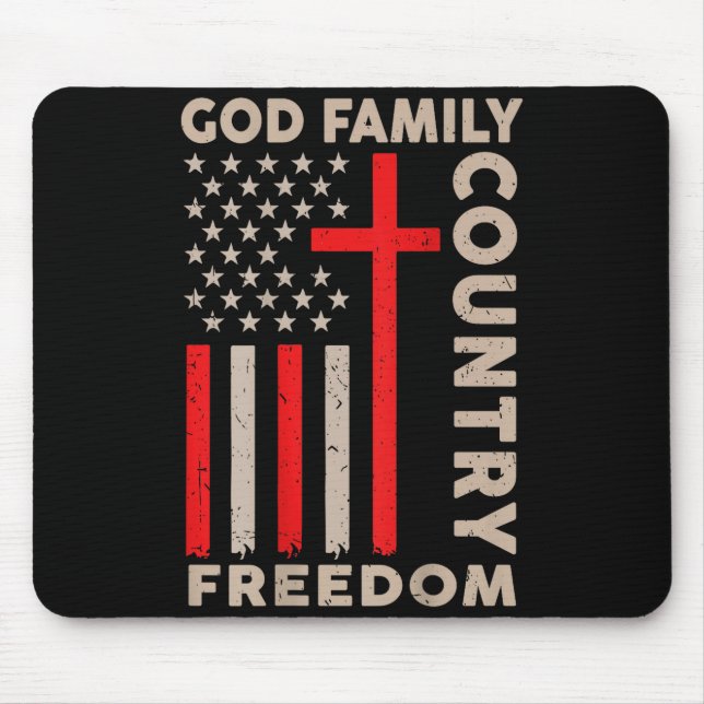 Tapis De Souris On-back God Family Country Dom Patriotic Christian (Devant)