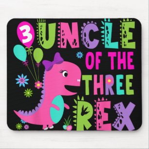 Tapis De Souris Oncle des trois Rex Dinosaur T-rex 3e anniversaire