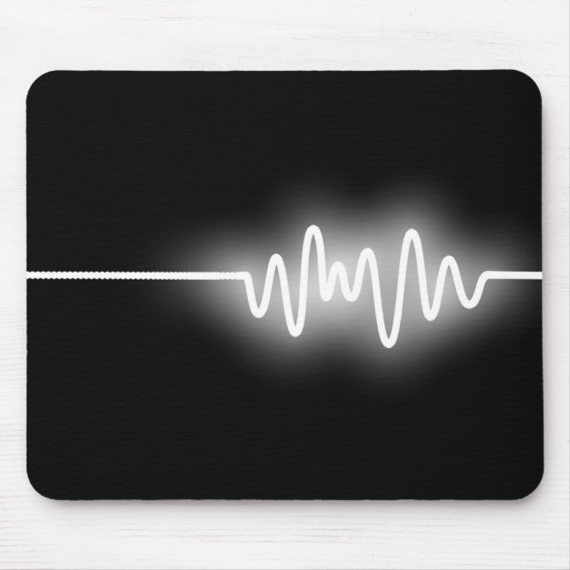 Tapis De Souris Onde sonore - blanc sur le noir (Devant)