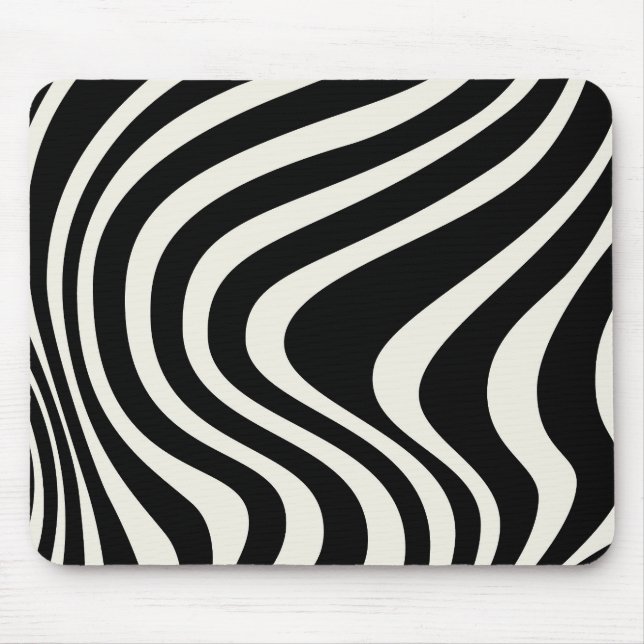 Tapis De Souris Ondes de style rétro noir et blanc (Devant)