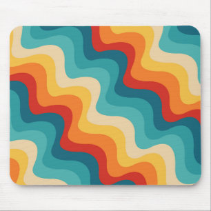 Tapis De Souris Ondes diagonales colorées de style rétro