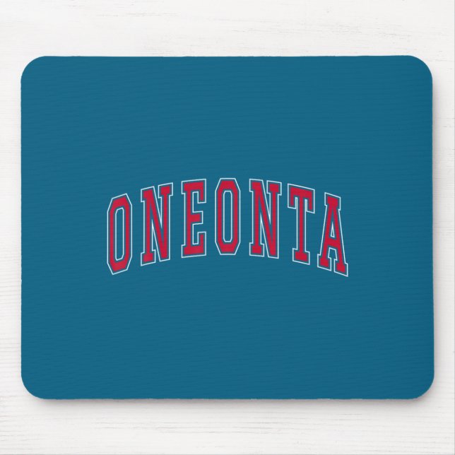 Tapis De Souris Oneonta New York Souvenir College Style Red Text T (Devant)