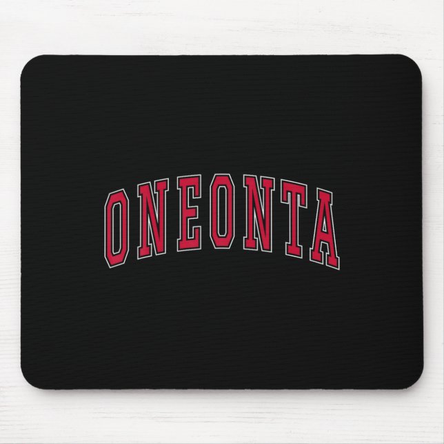 Tapis De Souris Oneonta New York Souvenir College Style Red Text T (Devant)