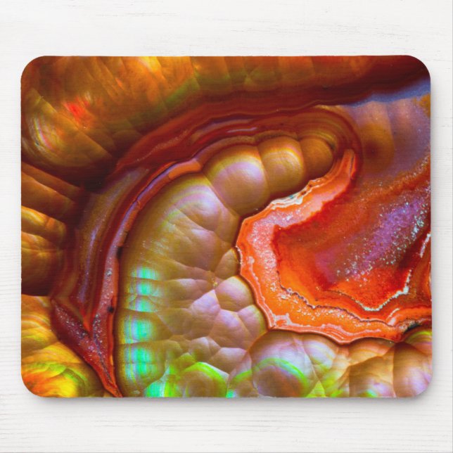 Tapis De Souris Opale de feu iridescente rouge (Devant)