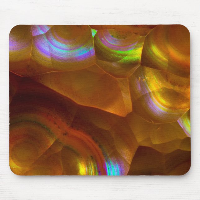 Tapis De Souris Opale de feu orange iridescente (Devant)