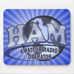 TAPIS DE SOURIS OPÉRATEUR RADIO AMATEUR BLEU DE LOGO DE JAMBON