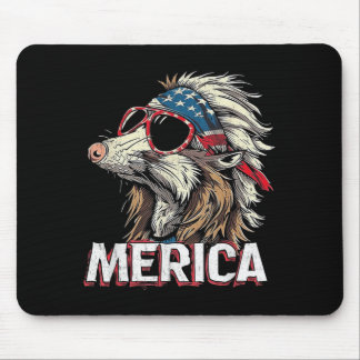 Tapis De Souris Opossum Possum - Drôle du 4 juillet Drapeau Améric