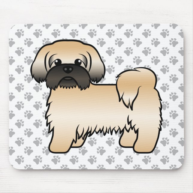 Tapis De Souris Or avec Masque Noir Chih Tzu Cute Dessin Chien (Devant)