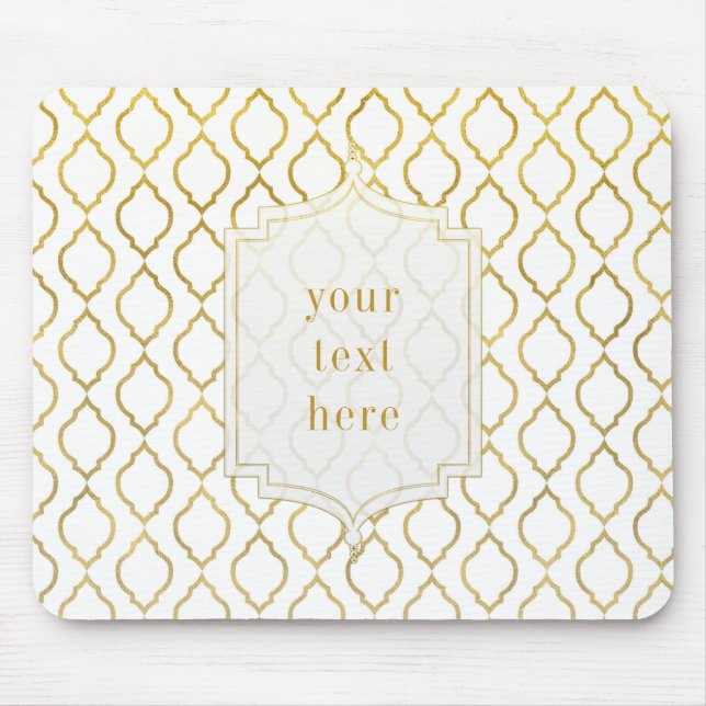 Tapis De Souris Or & Blanc Arabian Marocain Glam Élégant (Devant)