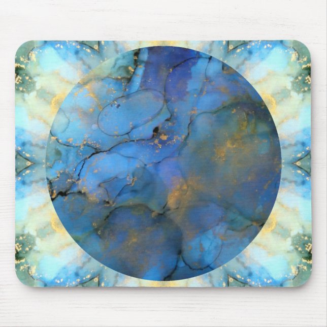 Tapis De Souris or bleu abstrait scifi orb terre (Devant)