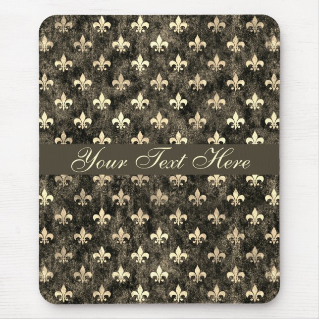 Tapis De Souris Or Brown Fleur De Lis Personnalisable Mousepad (Devant)