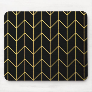 Tapis De Souris Or Chevron sur chic moderne d'arrière - plan noir