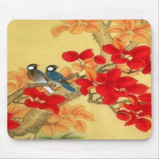 Tapis De Souris Or chinois et floral rouge