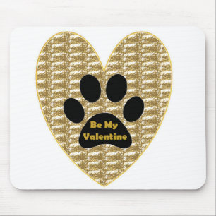 Tapis de souris or côtelé patte de coeur noir Sois