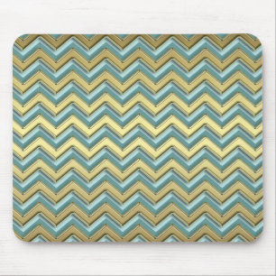 Tapis De Souris Or et Turquoise Motif Chevron