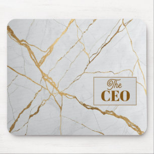 Tapis De Souris Or Moderne Marbre & Blanc Minimaliste Luxe
