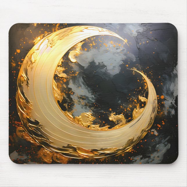 Tapis De Souris Or noir Abstrait Tourbillon Moderne Lune (Devant)