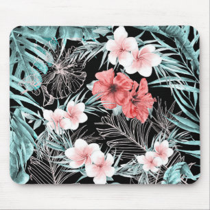 Tapis De Souris Or rose tropical botanique paradis insulaire chic