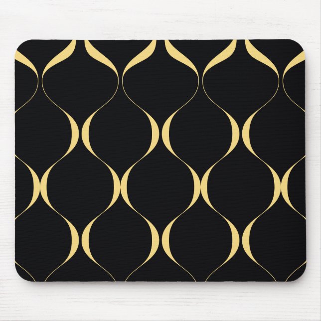Tapis De Souris Or, simple, moderne, luxueux graphisme ondulé (Devant)