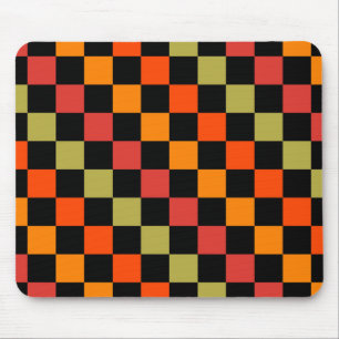 Tapis De Souris Orange Black À damiers En vichy Motif