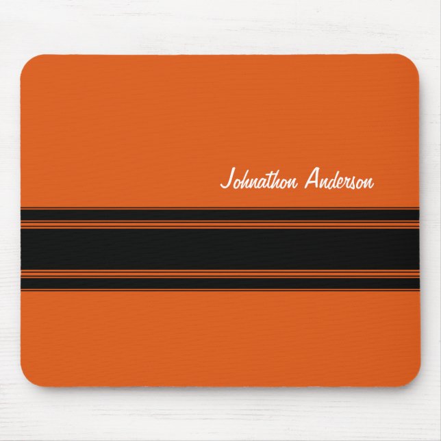 Tapis De Souris Orange brûlée moderne emballant des rayures avec (Devant)