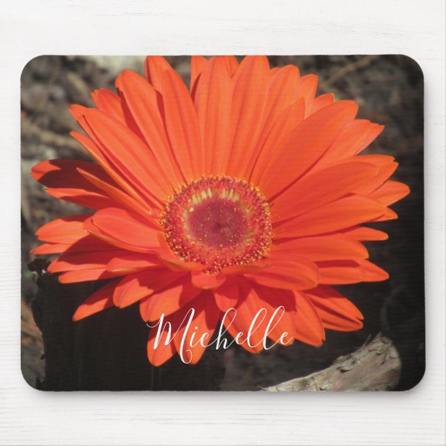 Tapis De Souris Orange Daisy Flower Nom photo (Devant)