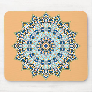Tapis De Souris Orange et bleu Mandala Mousepad