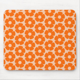 Tapis De Souris Orange et Pêche Retro 60s motif floral