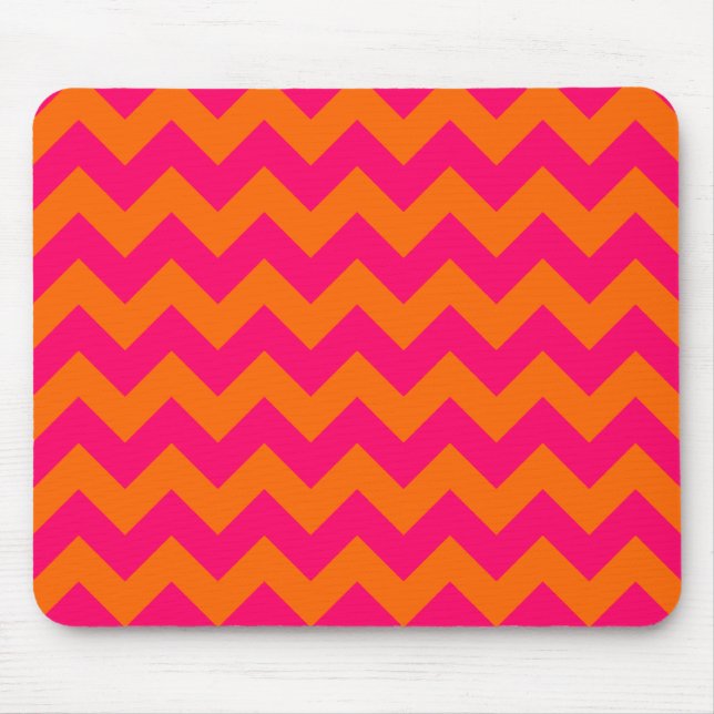 Tapis De Souris Orange et rose en zigzag (Devant)