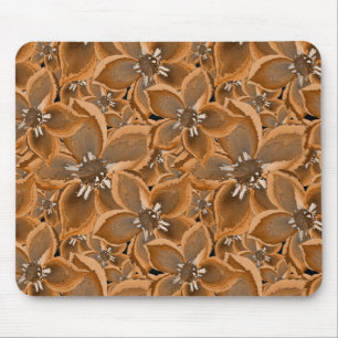 Tapis De Souris Orange, gray watercolor flowers.