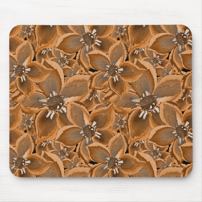 Tapis De Souris Orange, gray watercolor flowers. (Devant)