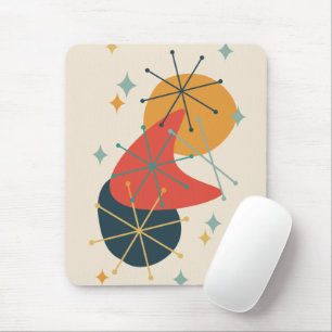 Tapis De Souris Orange, Jaune, Charbon Abstrait du Milieu du Siècl