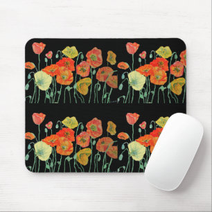 Tapis De Souris Orange Jaune Rouge Poppies fleurs fleurie Souris P