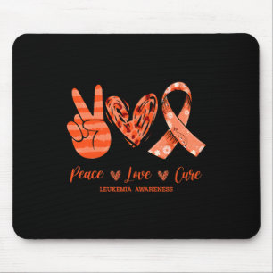 Tapis De Souris Orange Leopard Peace Love Cure Leukemia Sensibilis