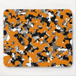 Tapis De Souris Orange Noir Gris Brun Camouflage Camo Imprimé