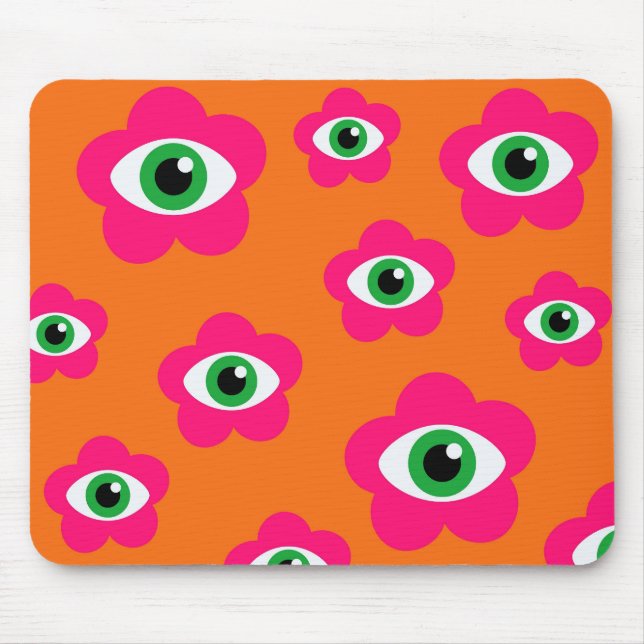 Tapis De Souris Orange&Pink Evil Fleurs Oeil Souris Pad (Devant)