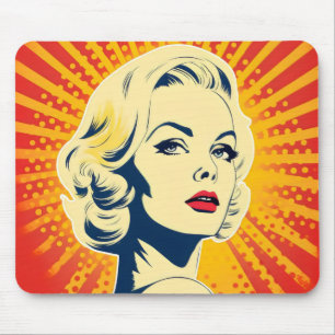 Tapis De Souris Orange Pop Art Blonde