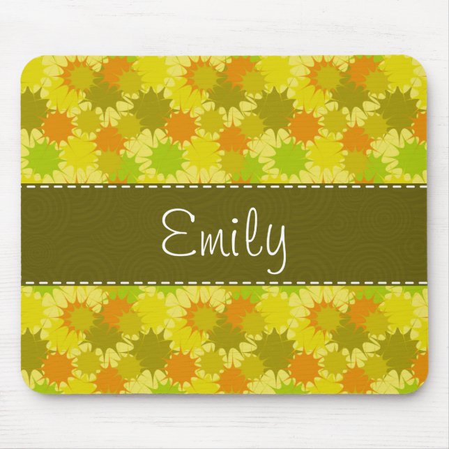 Tapis De Souris Orange rétro et vert (Devant)