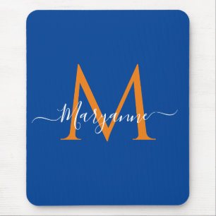 Tapis De Souris Orange & teal Personalized Monogram Blue Recipes